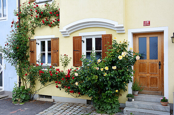 Roses at a residential building in Mittlerer Graben. (Photo: ski)