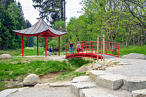 Erleben Sie Taiso, die traditionelle japanische Bewegungsform zur Stärkung von Körper und Geist, im Asien-Garten. (Foto: Bayerische Staatsforsten)