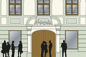 Illustration Fassade mit neuem Schriftzug. (Stadt Freising)