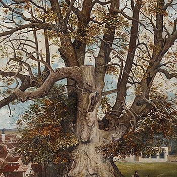Historical picture of the Korbinian lime tree. Historische Abbildung der Korbinianslinde.